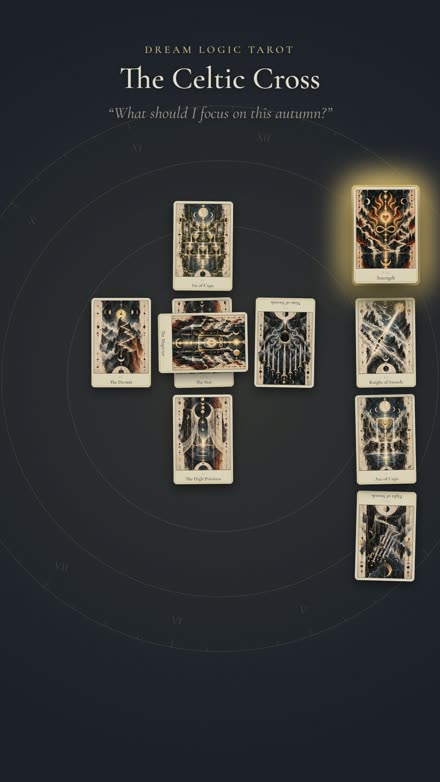 A keepsake video: a Celtic Cross laid out, one card lit